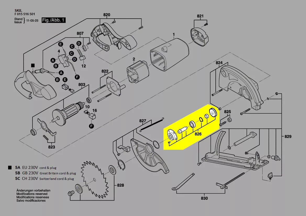 Arbre de transmission scie circulaire Skil réf. 2610Z02839